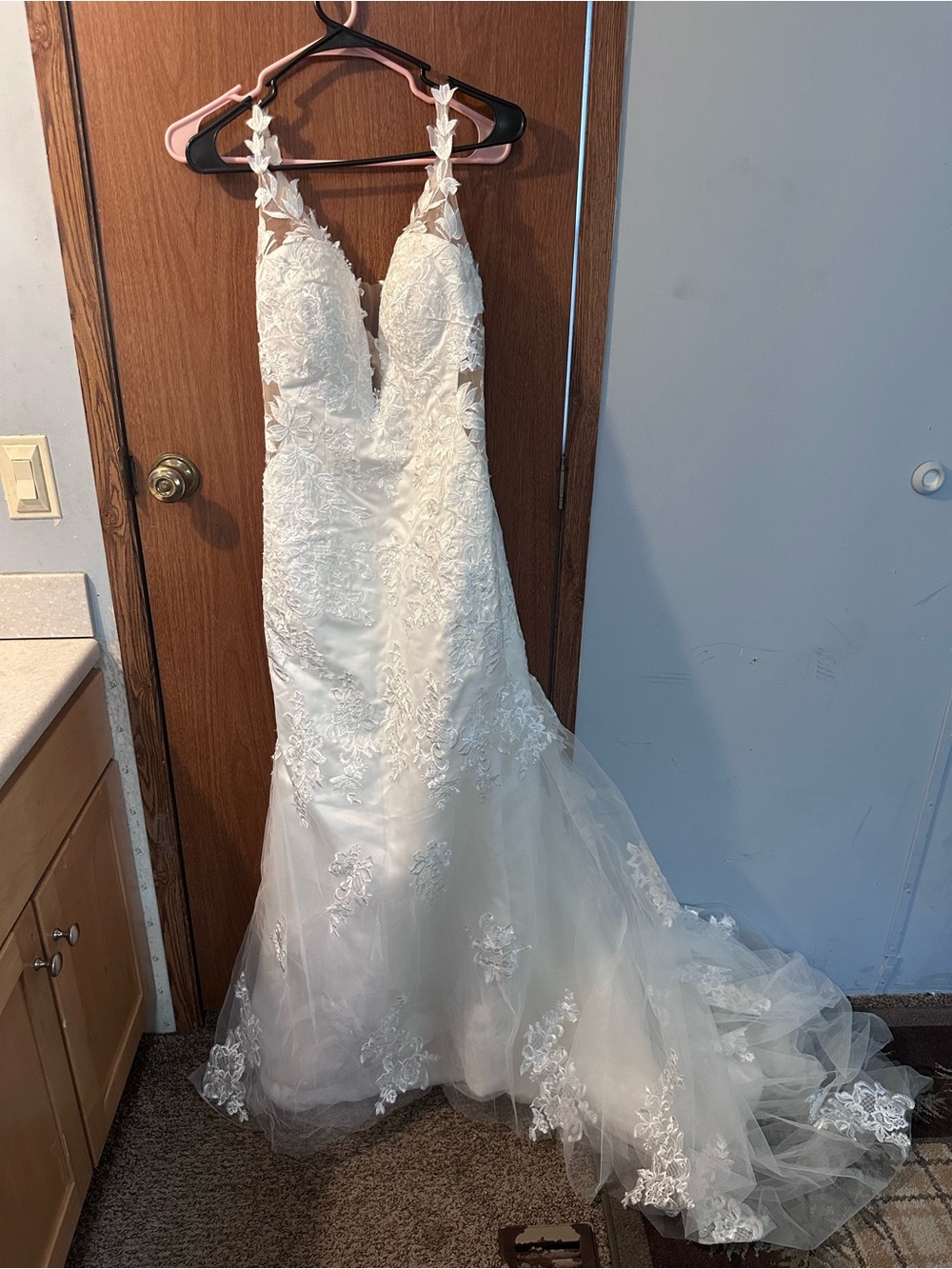 Bridal Lace Mermaid Wedding Dress - White -